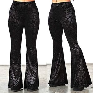 Killstar Black Velvet Flare Pants